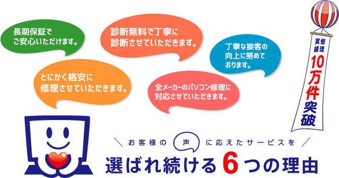 パソコンの修理、お任せ下さい
